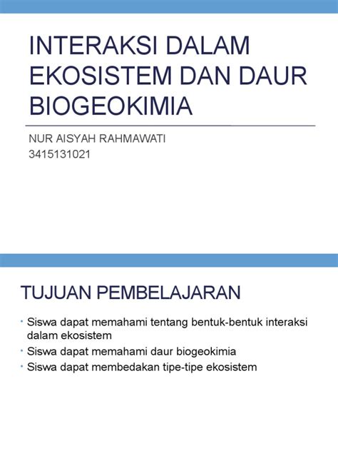 Interaksi Dalam Ekosistem Dan Daur Biogeokimia Pdf Document