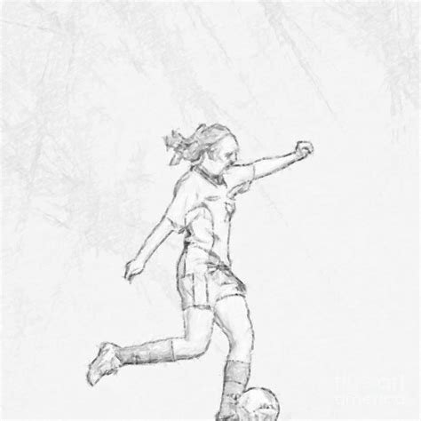 Girl Soccer Player Charcoal Sketch Digital Art By Randy Steele