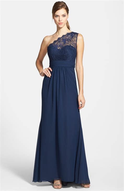 Jim Hjelm Occasions One Shoulder Lace And Chiffon Gown Nordstrom