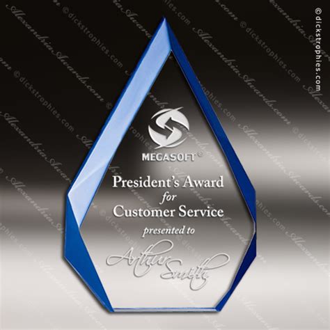Acrylic Blue Accented Diamond Award Employee Trophy Awards