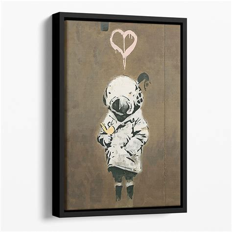 Banksy Space Girl And Bird Floating Framed Canvas Canvas Art Rocks