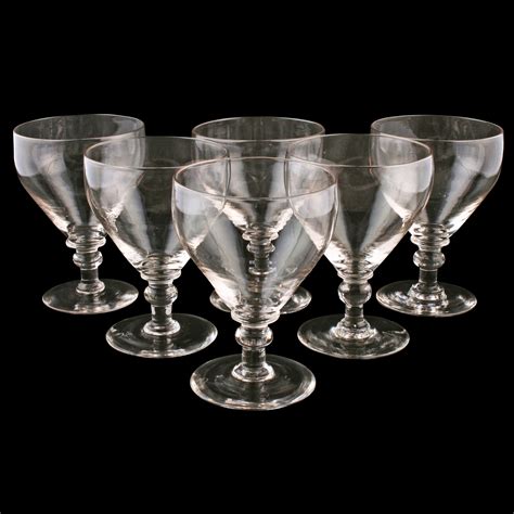 Set Of Six Georgian Style Rummers Antique Glass Vintage Wine Glasses