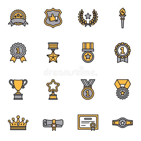 Trophy And Awards Icons Set Stock Vector Illustration Of Award