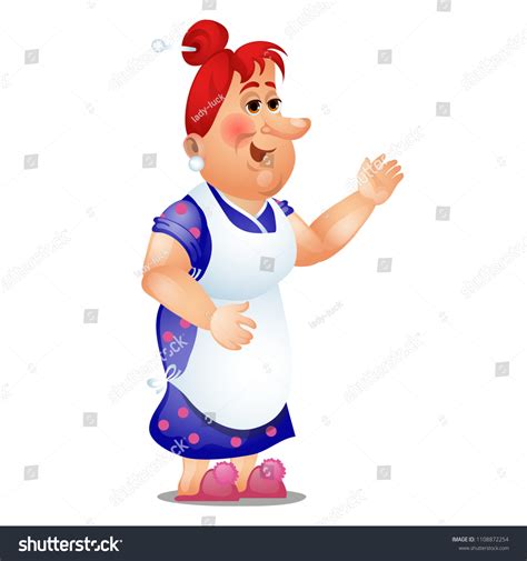 Animated Woman Housewife Apron Isolated On Stock Vector Royalty Free