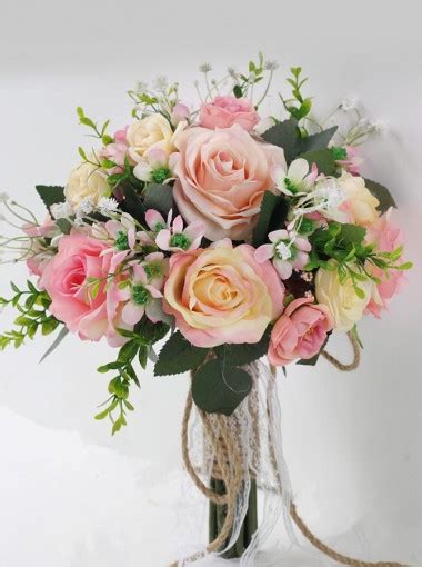 Simple And Elegant Pink Roses Round Bridal Bouquets