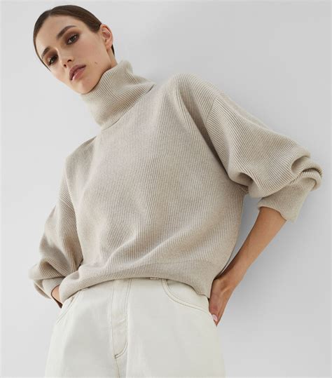 womens brunello cucinelli neutrals wool cashmere silk rollneck sweater harrods uk