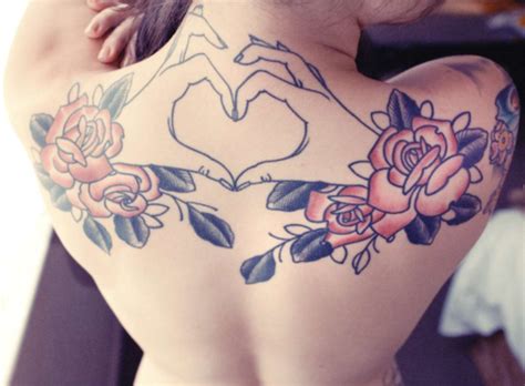 Back Hands Heart Roses Tattoo Image 113975 On