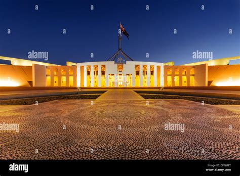 Parliament House Canberra Australia Illuminated At Twilight