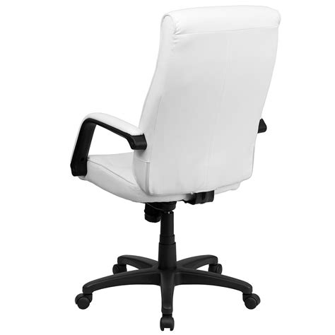 Conference home task chair with arm adjustable height. Ergonomic Home High Back White Leather Executive Swivel ...