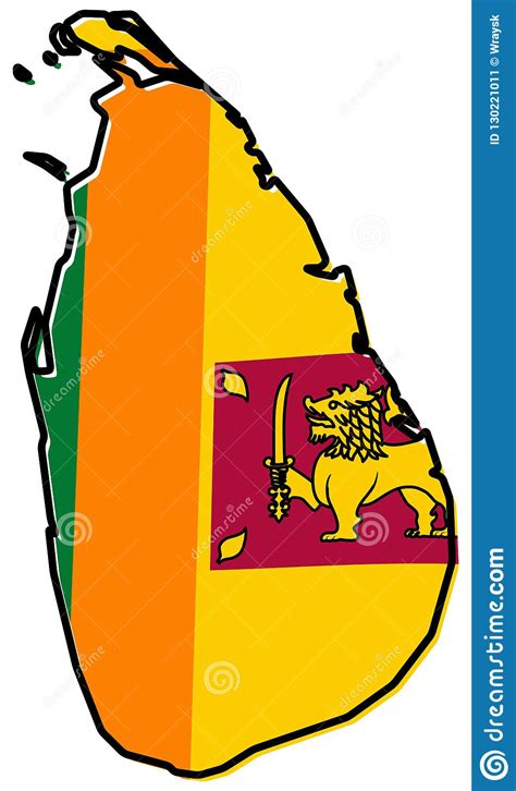 Vereenvoudigde Kaart Van Het Overzicht Van Sri Lanka Ceylon Met