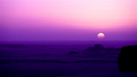 Purple Sea With Sunset 4k 5k Hd Purple Wallpapers Hd Wallpapers Id