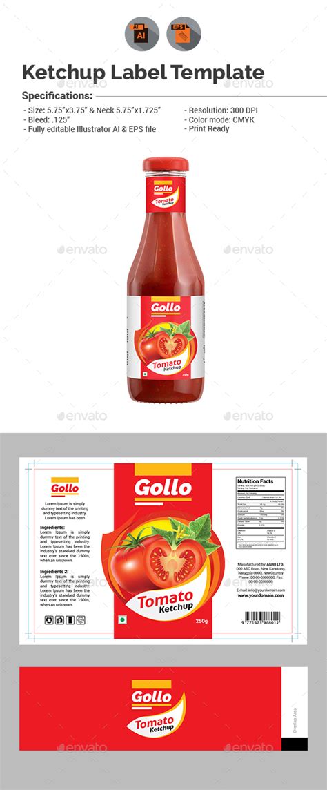 Download Ketchup Label Template by aam360 | GraphicRiver