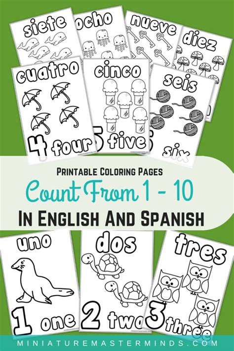 Printable Coloring Pages Counting 1 10 In English And Spanish