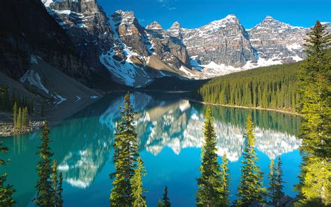 Download Wallpapers 4k Moraine Lake Summer Banff National Park Blue Lake North America