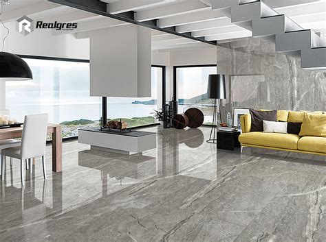 Grey Glossy Extra Large Porcelain Tile Realgres