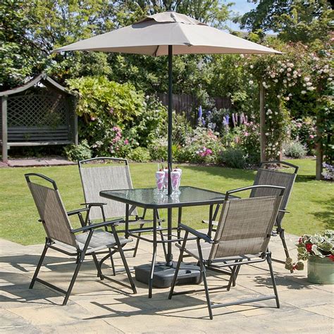 Oypla traditional folding hardwood garden beach deckchair. Oasis Patio Set Outdoor Garden Furniture 7 Piece Folding ...