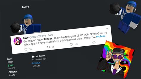 Roblox Youtuber Fave Hacked Looses 2 5M Robux YouTube