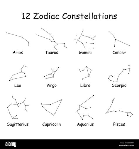Ensemble De 12 Constellations Détoiles Zodiac Illustration