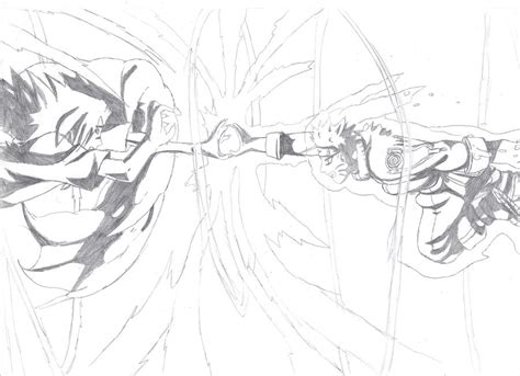 How To Draw Naruto And Sasuke Fighting Sketch Coloring Page