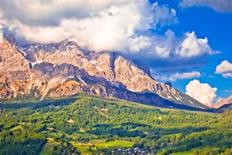 Alpine Peaks And Landscape Of Cortina D Ampezzo In Dolomites Alps View