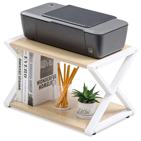 Fitueyes Desktop Printer Stand 2 Tier Wood Desk Organizer Storage