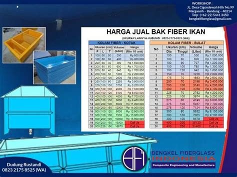 Kolam ini memiliki kelebihan dibandingkan kolam terpal, yaitu harga kolam fiber sendiri bervariasi, tergantung ukurannya. Harga Bak Fiber Ikan Second Murah Masih Bagus