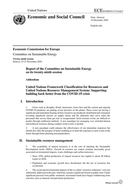 Pdf United Nations Framework Classification For Resources And United