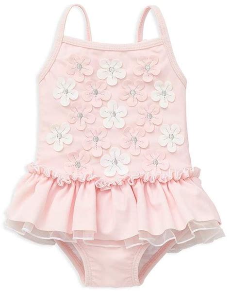 Little Me Girls Floral Appliqué Skirted Swimsuit Baby Baby Girl