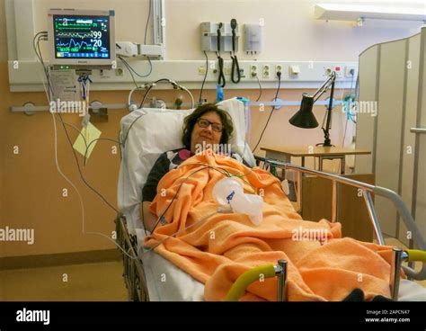 Patient In Bed At Hospital Emergency Room Stock Photo Alamy