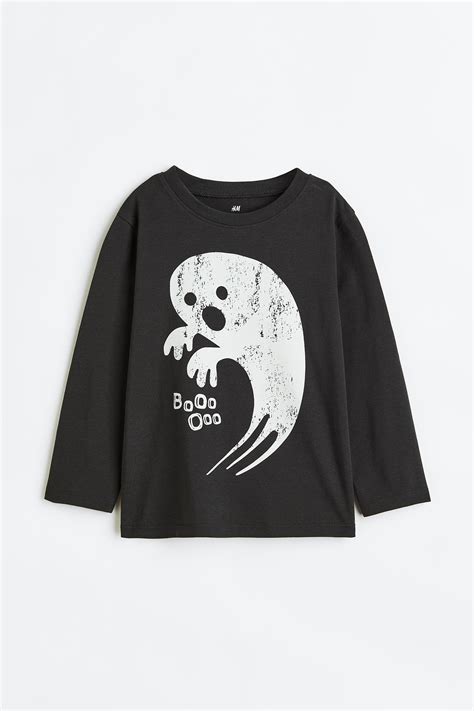 Long-sleeved T-shirt - Round neck - Long sleeve - Dark grey/Ghost
