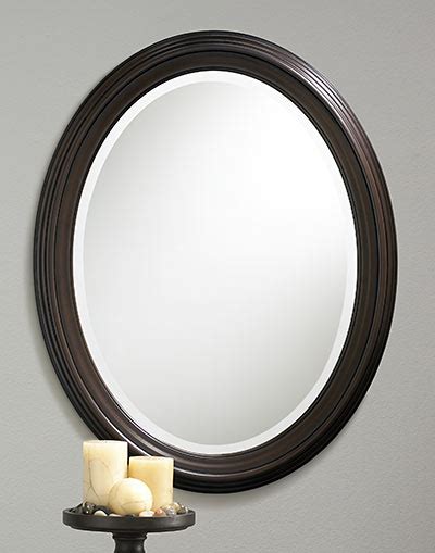 H framed square bathroom vanity mirror in bronze. 107 - OIL RUBBED BRONZE OVAL FRAMED BEVELED MIRROR ...