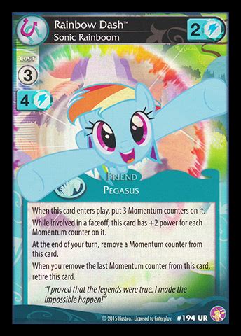 For the song, see rainbow rocks (song). Rainbow Dash, Sonic Rainboom | My Little Pony Collectible Card Game Wiki | FANDOM powered by Wikia