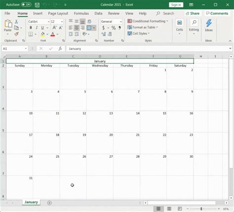 Excel 12 Month Calendar 2021 Creating A Calendar In Excel Youtube