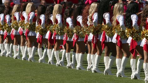 49ers Cheerleader Kneels During The National Anthem