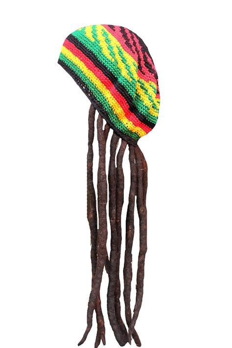 Rasta Bonnet Avec Dreadlocks Bob Marley Rastafari Jamaica Regard De