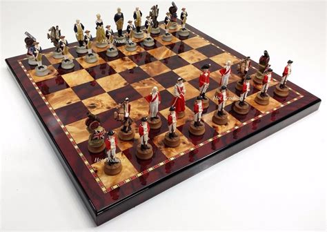 Us Revolutionary War Chess Set W 18 Cherry Color Board Etsy