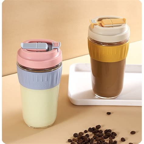 Glass Mug With Straw Vacuum Cup Tumbler Coffee Mug Water Bottle With