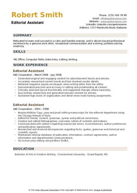 Editorial Assistant Resume Ramonnickerson Blog