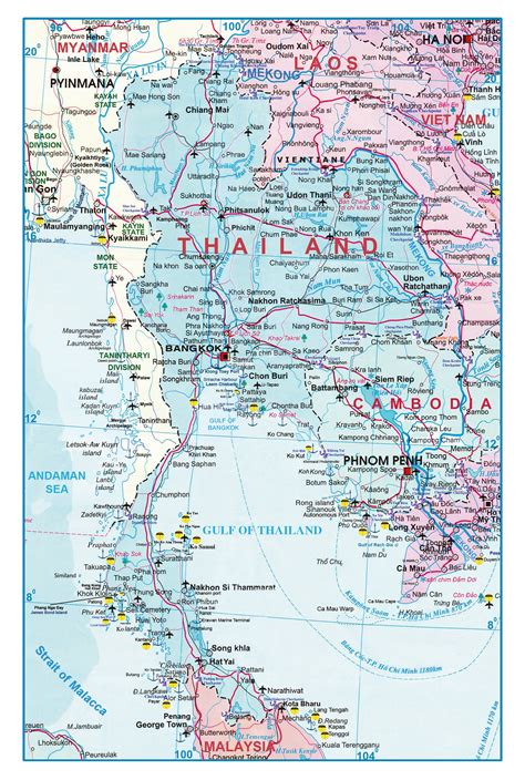 Large Detailed Roads Map Of Thailand Thailand Large Detailed Roads Map