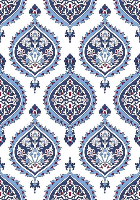 Arabesque Seamless Pattern In Blue And Turquoise Stock Vector