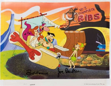 Flintstones In Front Of Eds Mammoth Ribs Original Film Illustration