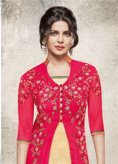 Buy Priyanka Chopra Gajri Color Jacket Style Straight Cut Salwar Kameez In Uk Usa And Canada