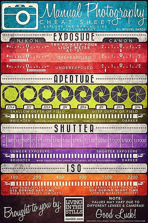 Manual Camera Settings Cheat Sheet Rcoolguides