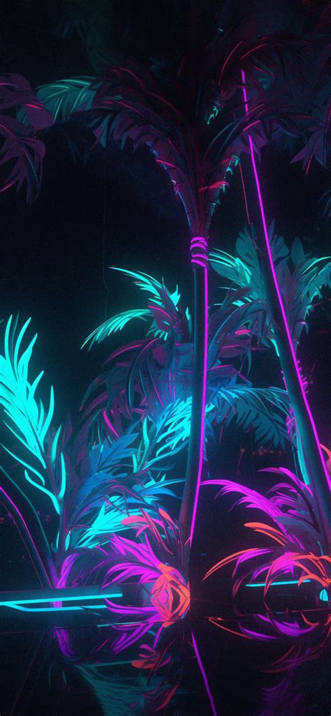 Neon Palms Black Wallpapers Neon Aesthetic Wallpaper Iphone