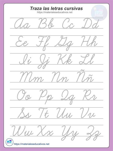 Cursive Handwriting Worksheet With The Letters And Numbers For Each