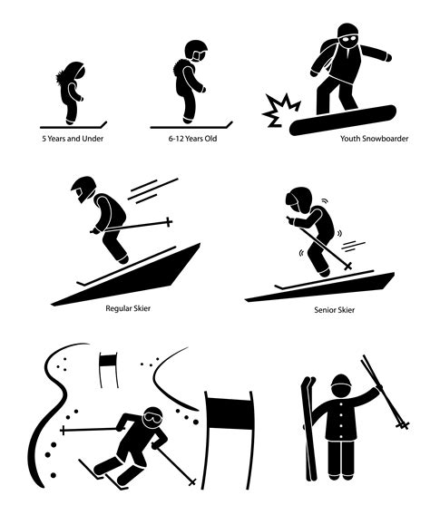 Skiers Ski Skiing People Age Category Division Stick Figure Pictogram