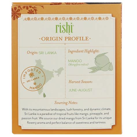 Rishi Tea Organic Herbal Tea Turmeric Mango 15 Tea Bags 2 01 Oz 57