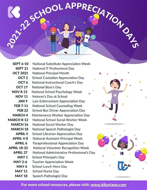List National Recognition Days 2022 Example Calendar Printable