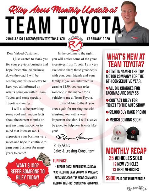 Hi all! I have been helping car dealers create nice monthly newsletter to be able to reach out ...