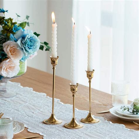 Candlestick Holders Taper Candle Holders Set Of 3 Candle Stick Holders Set Brass Gold